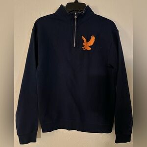 Fruit of the Loom Navy Zip-Up Sweater with Orange Emblem
